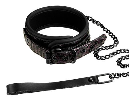 Фиолетово-чёрный ошейник с поводком BLAZE COLLAR AND LEASH PURPLE - 0