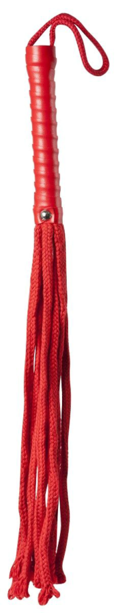 Красная веревочная плеть с ручкой из полиуретана Cotton String Flogger - 50 см. - 0