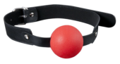 Красный силиконовый кляп-шар с ремешками из полиуретана Solid Silicone Ball Gag - 0