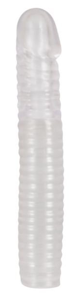 Прозрачная рифленая вибронасадка Vibrating Sleeve - 22,5 см. - 2