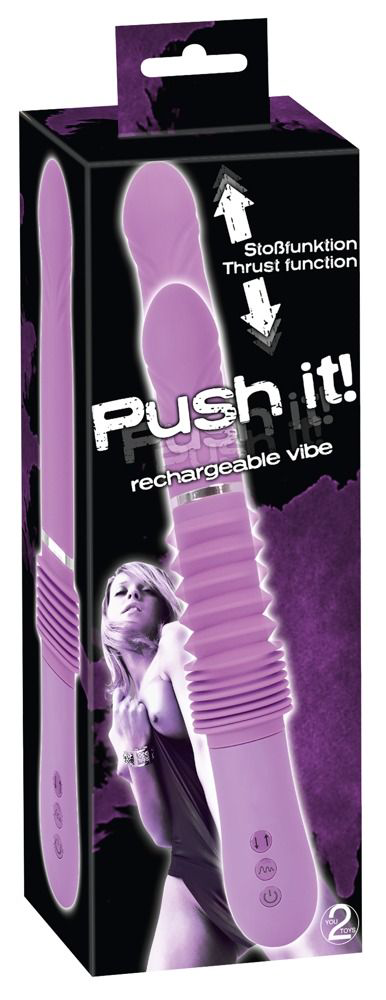 Фиолетовый вибратор Push it с возвратно-поступательными движениями - 4