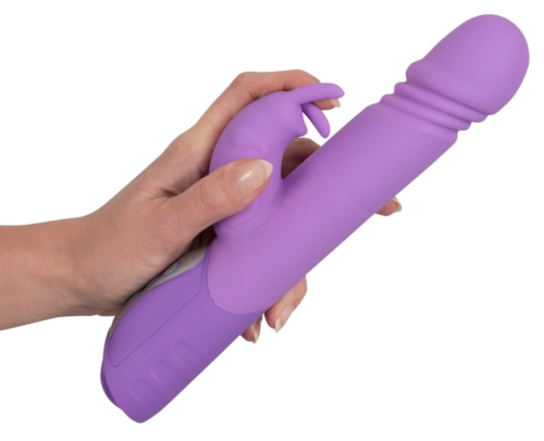 Фиолетовый вибратор Push Vibrator с возвратно-поступательными движениями - 25 см. - 2