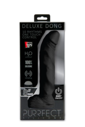 Чёрный вибратор-реалистик с присоской PURRFECT SILICONE DELUXE ONE TOUCH 8INCH - 20 см. - 1