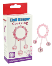 Розовое эрекционное кольцо Ball Banger Cock Ring с 3 утяжеляющими шариками - 0