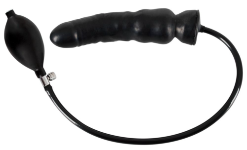 Чёрный надувной фаллоимитатор из латекса Inflatable Latex Dildo - 20 см. - 0
