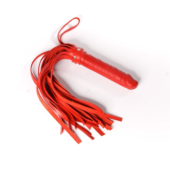Красная плеть Ракета А с рукоятью из латекса и хвостами из кожи - 50 см. - 0