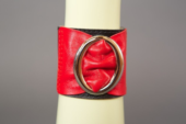 Красно-чёрный кожаный браслет с овальной пряжкой - 0