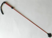Плетеный длинный красный лаковый стек с наконечником-крестом - 85 см. - 0