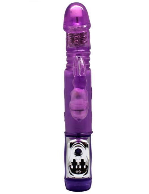 Фиолетовый вибратор с ротацией и функцией Up Down - 24 см. - 1
