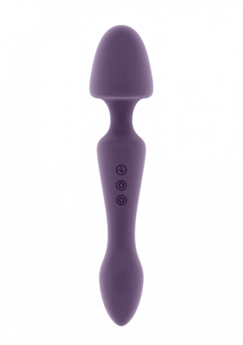 Фиолетовый двусторонний вибратор Sasha - 22,5 см.