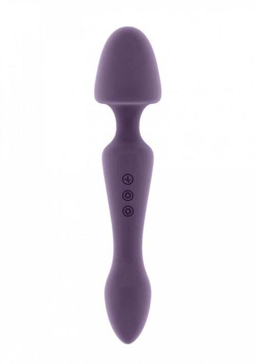 Фиолетовый двусторонний вибратор Sasha - 22,5 см. - 0