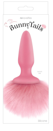 Розовая анальная пробка с коротким розовым хвостиком Bunny Tails - 1