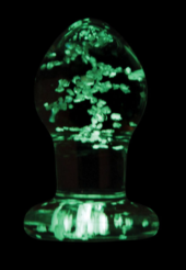 Прозрачная, светящаяся в темноте анальная пробка Glass Plug Small - 6,3 см. - 0