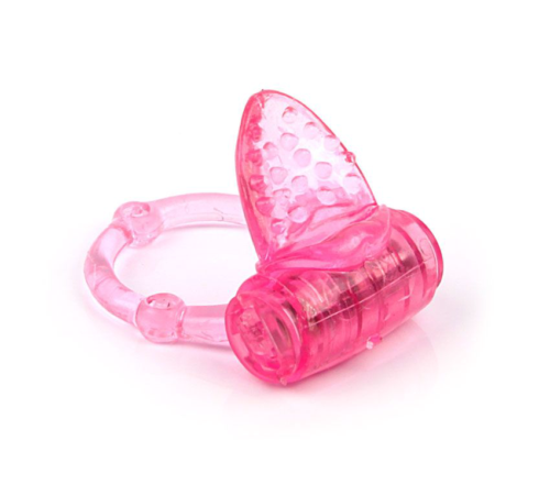 Розовое эрекционное виброкольцо Flirting Tongue - 0