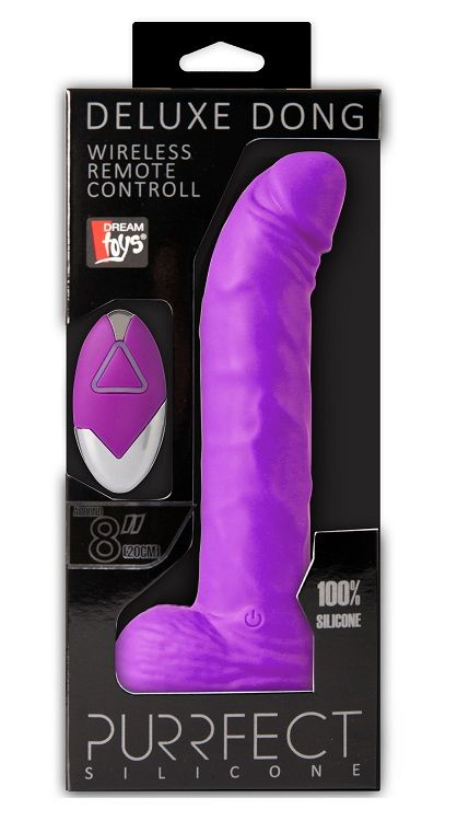 Фиолетовый вибратор на присоске PURRFECT SILICONE DELUXE REMOTE VIBE 8IN - 20 см. - 1