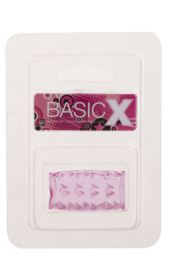 Розовая насадка на пенис с треугольными шипами BASICX TPR SLEEVE - 1