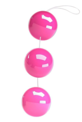 Розовые вагинальные шарики со смещенным центром тяжести на веревочке - 0