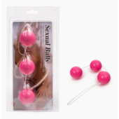 Розовые вагинальные шарики со смещенным центром тяжести на веревочке - 1