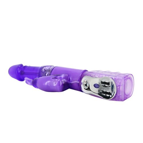 Фиолетовый вибратор Traver Partner с ротацией бусин - 26 см. - 2