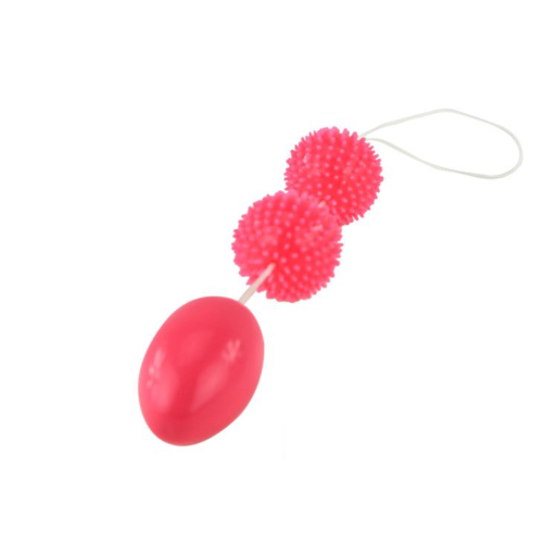 Розовые анальные шарики с рельефом - 3