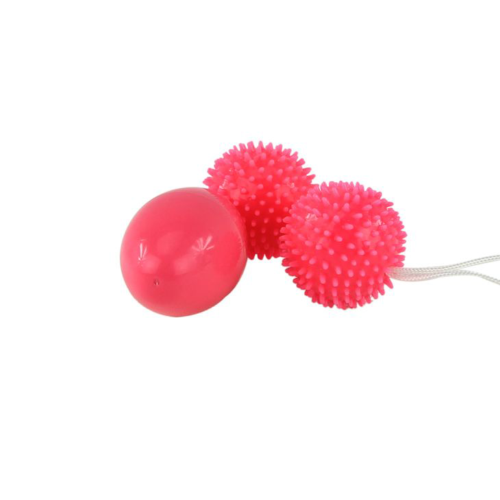 Розовые анальные шарики с рельефом - 1