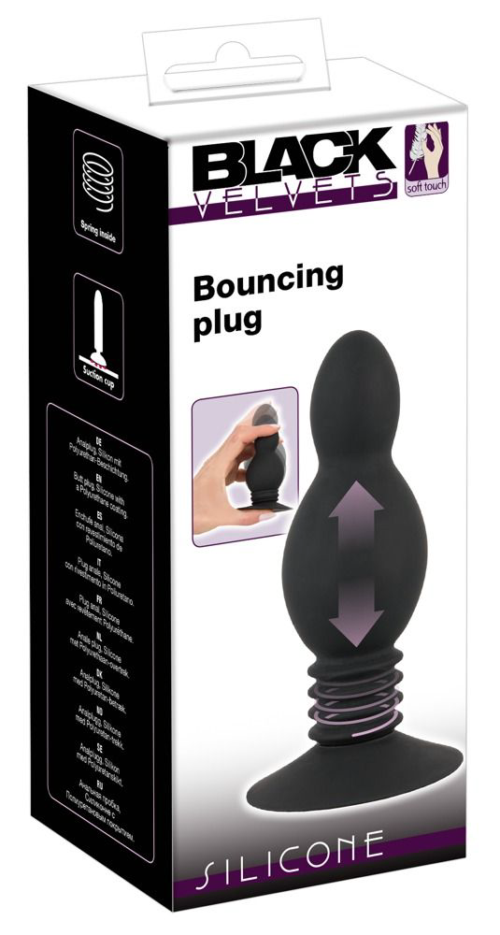 Черная анальная пробка с пружинным механизмом Bouncing Plug - 11,8 см. - 5