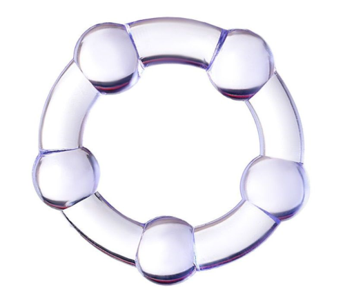 Фиолетовое эрекционное кольцо на пенис с бусинами - 0