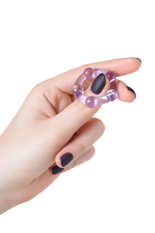 Фиолетовое эрекционное кольцо на пенис с бусинами - 3
