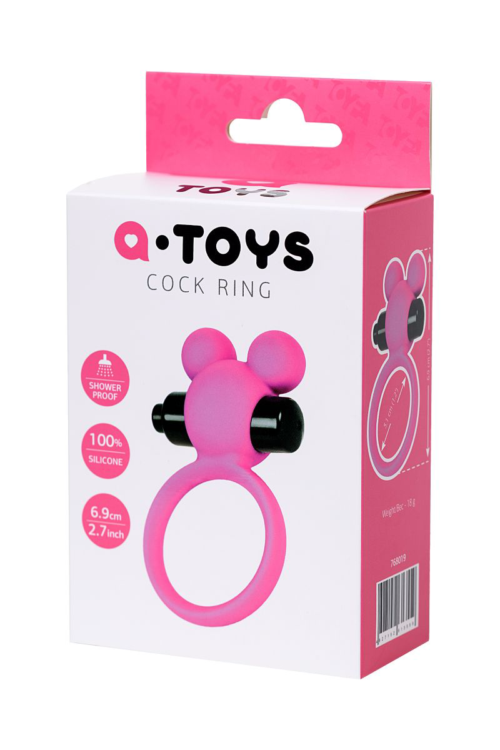 Розовое виброкольцо на пенис A-Toys - 4