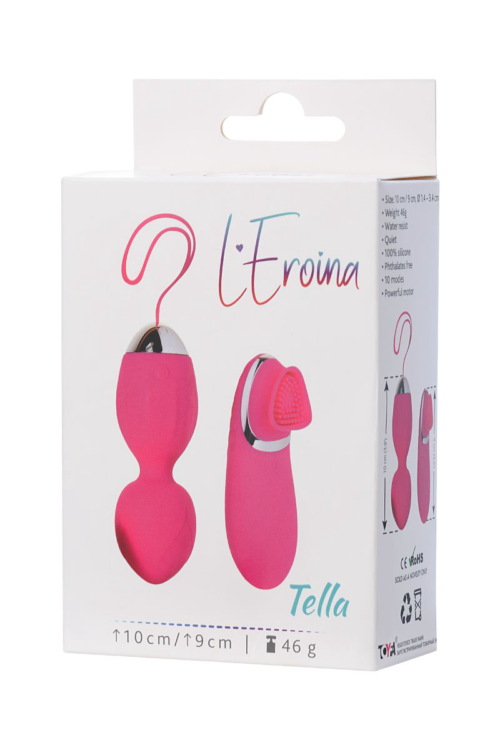 Розовые виброшарики TELLA с пультом-стимулятором - 10