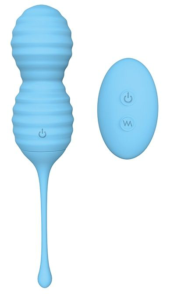 Голубые вагинальные виброшарики BEEHIVE с пультом ДУ - 0