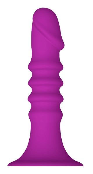 Фиолетовый анальный стимулятор RIBBED PLUG - 13,5 см. - 0