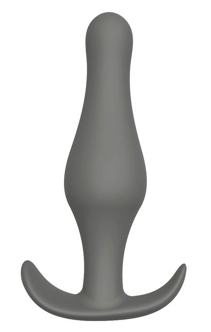 Серый удлиненный анальный стимулятор PLUG WITH T-HANDLE - 15,6 см. - 0
