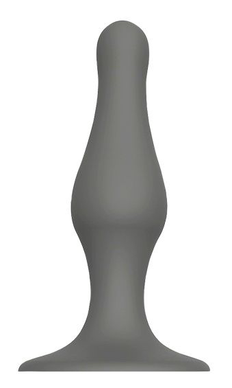Серый удлиненный анальный стимулятор PLUG WITH SUCTION CUP - 15,6 см. - 0