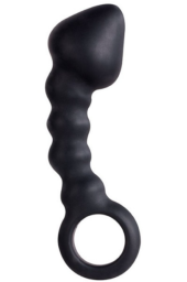 Чёрный анальный стимулятор с кольцом HEAD INVADER - 13 см. - 0