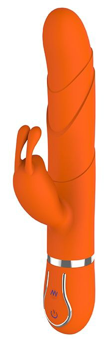Оранжевый вибратор FLORAL FANTASY со стимулятором клитора - 22 см. - 0