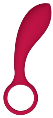 Красная гибкая анальная пробка SILKY SMOOTH FINGER - 14,5 см. - 0