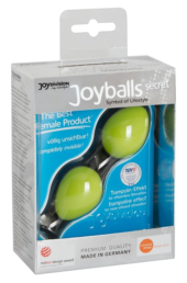 Зелёные вагинальные шарики на чёрной сцепке Joyballs Secret - 1