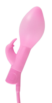 Розовый вибратор с функцией расширения Rosy Bunny - 20 см. - 2