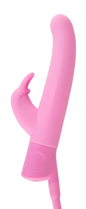Розовый вибратор с функцией расширения Rosy Bunny - 20 см. - 1