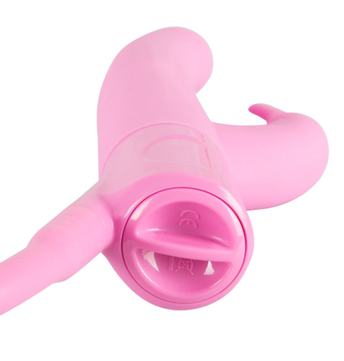 Розовый вибратор с функцией расширения Rosy Bunny - 20 см. - 4