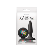 Чёрная анальная пробка с радужным кристаллом Glams Mini Rainbow Gem - 8,4 см. - 1