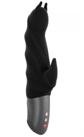 Чёрный вибратор Darling Devil с клиторальным отростком - 20,5 см. - 0