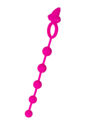 Розовое эрекционное виброкольцо Posedon с анальной цепочкой - 2