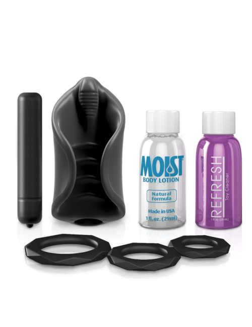 Чёрный мастурбатор Vibrating Silicone Stimulator с вибрацией - 2