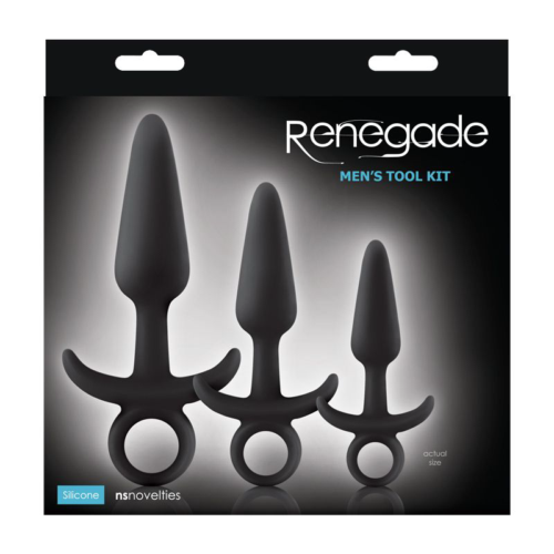 Набор черных анальных пробок с держателем Renegade Men s Tool Kit - 1