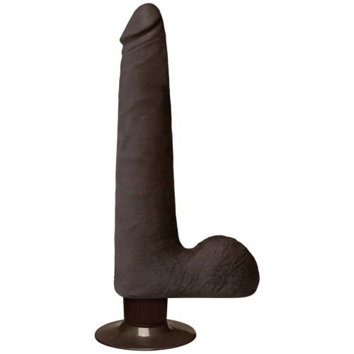 Коричневый вибратор-реалистик The Realistic Cock ULTRASKYN Vibrating 9” Slim - 26,1 см. - 1