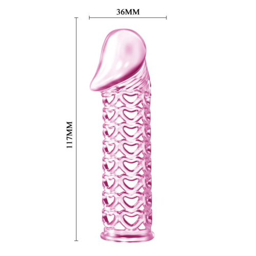 Закрытая розовая насадка-фаллос Penis sleeve - 11,7 см. - 2