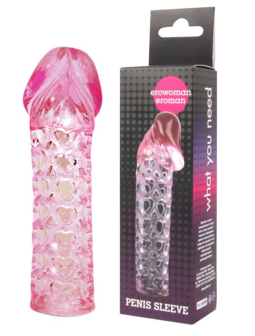 Закрытая розовая насадка-фаллос Penis sleeve - 11,7 см. - 1