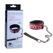 Розово-чёрный ошейник с поводком Collar With Leash - 1